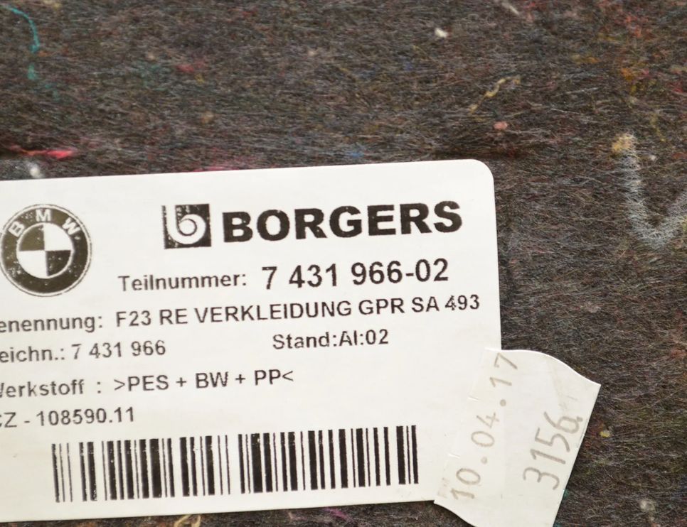 BMW 2 Series F22/F23 (2013-2020) Обрізка правого боку багажника 7431966,7296050,51477296050 24830519