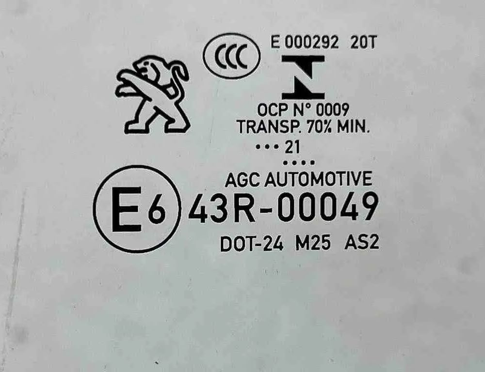 PEUGEOT 5008 2 generation (2017-2020) Скло лівих задніх дверей 43R00049,DOT24M25AS2,E000292 32686577
