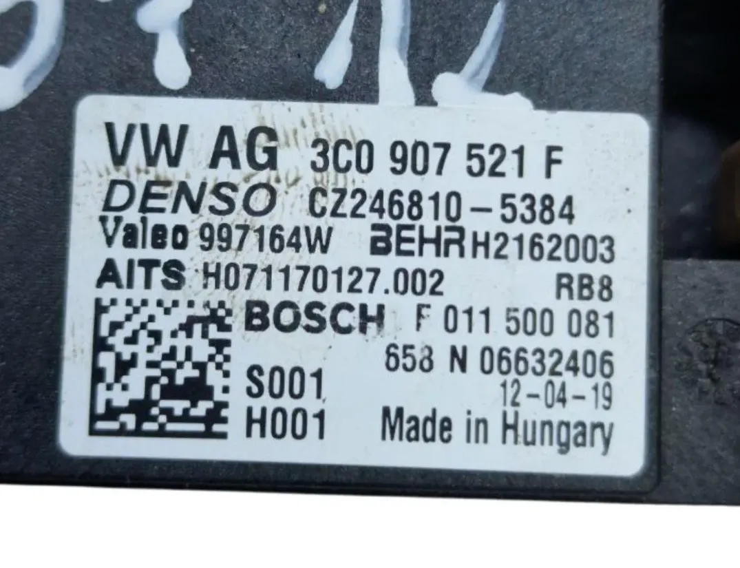VOLKSWAGEN Passat B7 (2010-2015) Реле вентилятора печки салона 3C0907521F 30163245